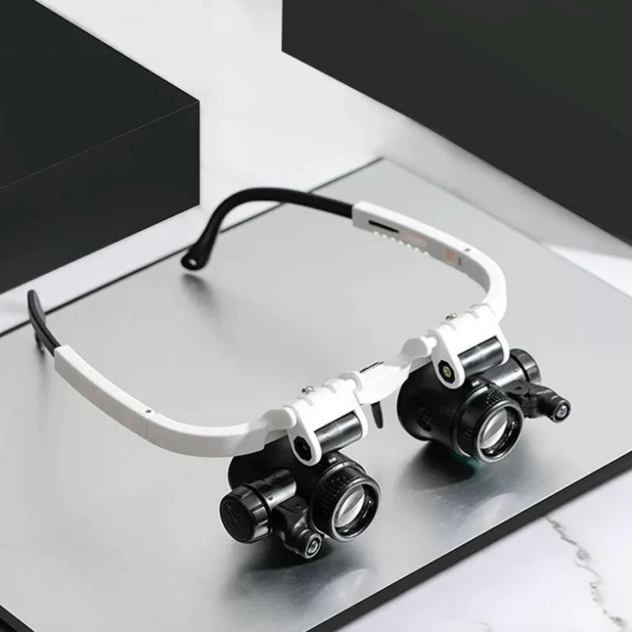 LED Head Magnifier Glasses with 8x, 15x & 23x Magnification – Lighted Headband Magnifier for Hobbies, Jewelry & Precision Work