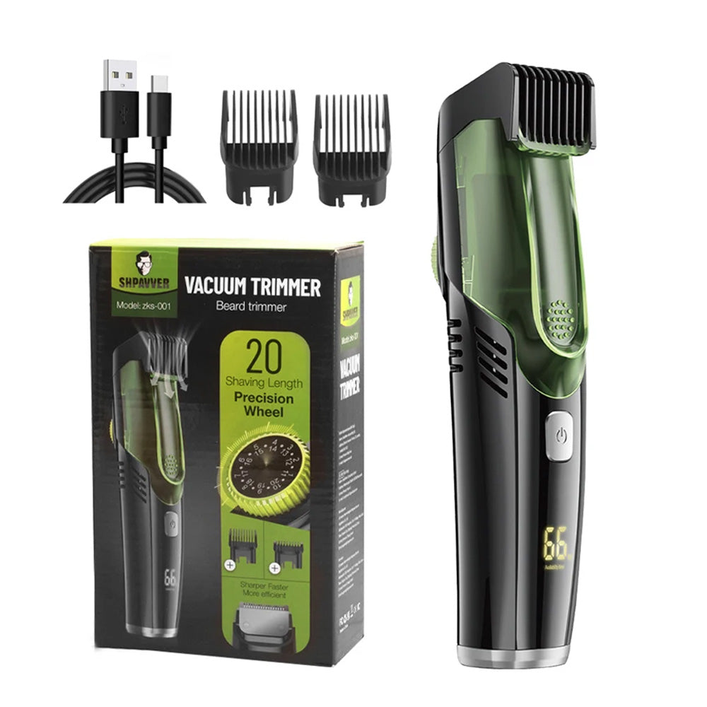 Vacuum Beard Trimmer with Hair Catcher – USB Rechargeable Wet & Dry Trimmer for Beard, Mustache & Body Hair
