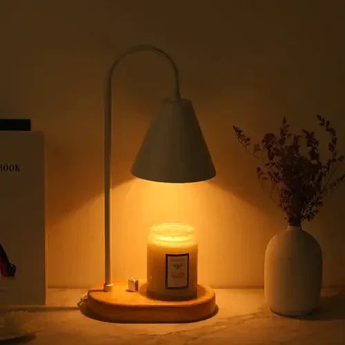 Candle Warmer Lamp with Dimmer – Wood Base & Metal Shade Candle Warmer for Jar Candles, Flameless, 2 Bulbs Included, 3 Colors
