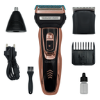 3-in-1 Trimmer – Rechargeable Beard Trimmer, Nose Hair Trimmer & Shaver with 3 Attachments, Compact for Travel