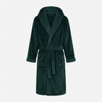 Men's Fleece Robe with Hood – Soft Two-Tone Hooded Bathrobe with Pockets & Belt, Machine Washable, S–3XL – Calico