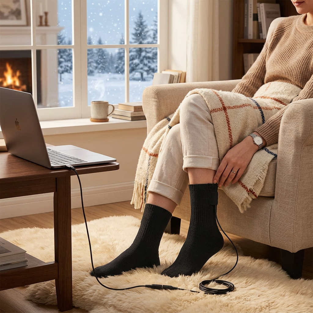 USB Heated Socks – Rechargeable Electric Heated Socks up to 131°F for Hiking, Camping & Winter Sports, Unisex