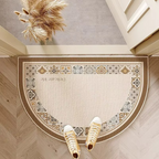 Half Round Striped Doormat – Non-Slip Velvet Front Door Mat for Indoor & Outdoor, 20 x 31 in, 6 Designs