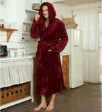 Men's Fleece Robe with Hood – Soft Two-Tone Hooded Bathrobe with Pockets & Belt, Machine Washable, S–3XL – Calico
