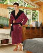 Men's Fleece Robe with Hood – Soft Two-Tone Hooded Bathrobe with Pockets & Belt, Machine Washable, S–3XL – Calico