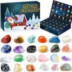 Gemstone Advent Calendar – 24 Natural Crystals & Stones for the Christmas Countdown, Rock Collection Gift, 2 Styles