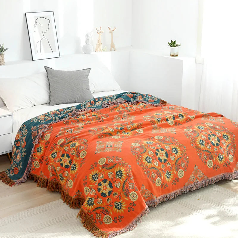 Soft Throw Blanket with Timeless Design – Lightweight Couch Throw & Bedspread, Orange or Yellow, 3 Sizes