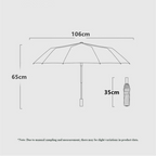 Automatic Folding Umbrella with Wooden Handle – Windproof Large Canopy Rain Umbrella, Black, Navy or Red
