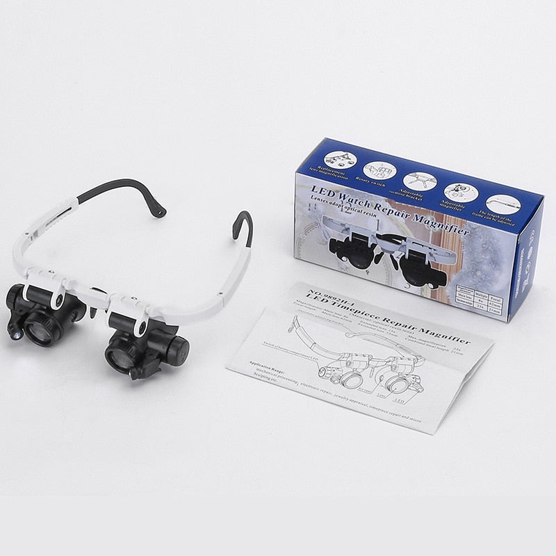 LED Head Magnifier Glasses with 8x, 15x & 23x Magnification – Lighted Headband Magnifier for Hobbies, Jewelry & Precision Work