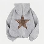 Women's Hoodie with Leopard Star Back Print – Casual Graphic Hooded Sweatshirt, Blue or Silver, S–XL – Flōre