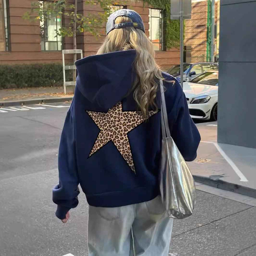 Flōre Women's Hoodie | Leopard Star Back Motif & Clean Finish