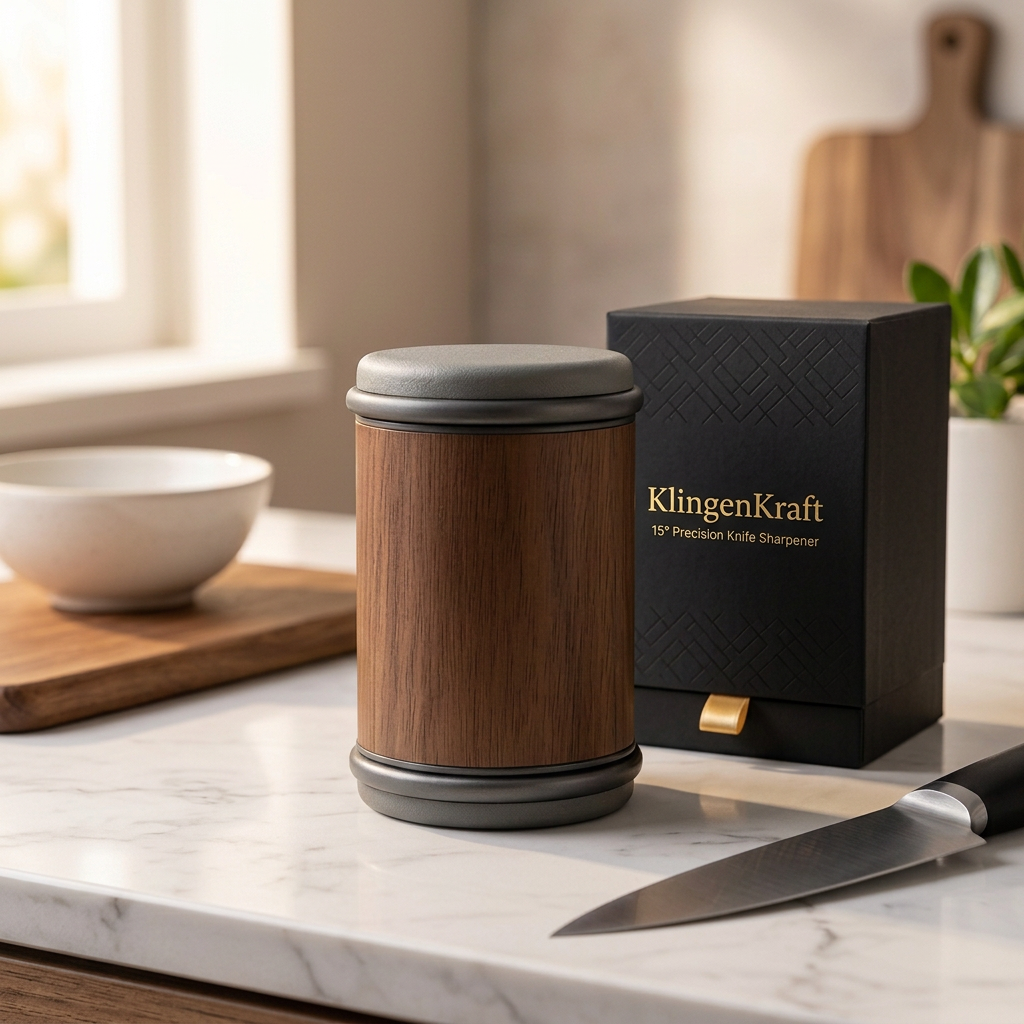 Manual Rolling Knife Sharpener – Compact Roller Sharpener with Fixed Angle & Stable Base for Kitchen Knives