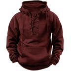 Men's Lace Up Hoodie – Hooded Sweatshirt with Lace-Up Neckline & Kangaroo Pocket, 6 Colors, S–3XL – Mane