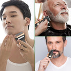 3-in-1 Trimmer – Rechargeable Beard Trimmer, Nose Hair Trimmer & Shaver with 3 Attachments, Compact for Travel