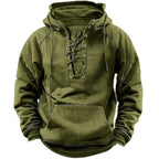 Men's Lace Up Hoodie – Hooded Sweatshirt with Lace-Up Neckline & Kangaroo Pocket, 6 Colors, S–3XL – Mane