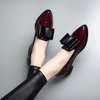 Penelope Bow Tie Loafers Patent Leather Pointed Toe Cushioned Insole