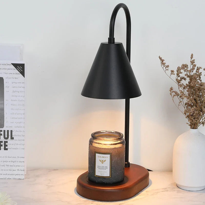 Candle Warmer Lamp with Dimmer – Wood Base & Metal Shade Candle Warmer for Jar Candles, Flameless, 2 Bulbs Included, 3 Colors