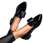 Penelope Bow Tie Loafers Patent Leather Pointed Toe Cushioned Insole