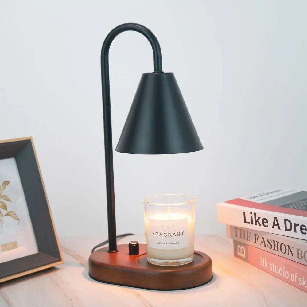 Candle Warmer Lamp with Dimmer – Wood Base & Metal Shade Candle Warmer for Jar Candles, Flameless, 2 Bulbs Included, 3 Colors