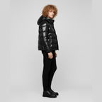 Men's Quilted Jacket with Hood – Shiny Winter Coat with Elastic Cuffs & Slant Pockets, Black or Red, S-6XL – Calico