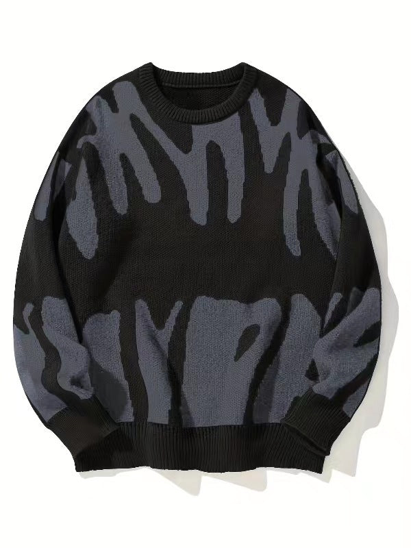 Men's Crew Neck Sweatshirt – Warm Pullover with Modern Pattern, 6 Colors, S–2XL – Calico