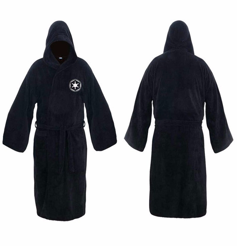 Men's Long Flannel Robe with Hood – Warm Extra-Long Hooded Bathrobe with Belt, Absorbent, Black or Brown – Hommes
