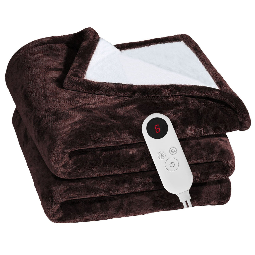 Electric Heated Flannel Blanket 59 x 50 in – 6 Heat Settings, 1–8 Hour Timer, Overheat Protection, Machine Washable