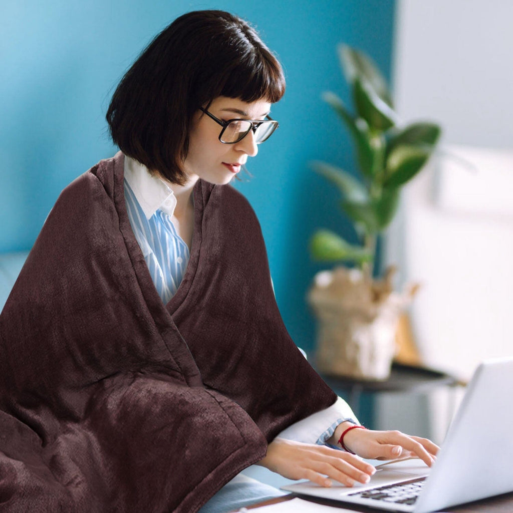 Electric Heated Flannel Blanket 59 x 50 in – 6 Heat Settings, 1–8 Hour Timer, Overheat Protection, Machine Washable