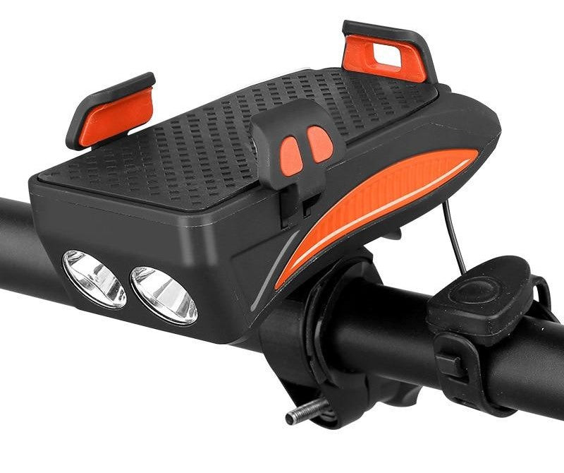 4-in-1 Bike Gadget – Bike Phone Holder with Power Bank, LED Bike Light and Horn, 4000 mAh, 4 Colors