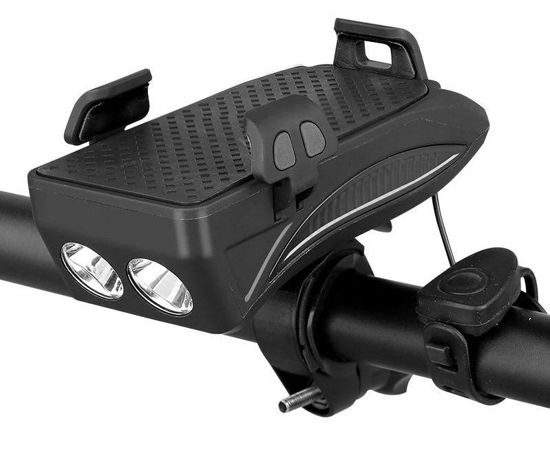 4-in-1 Bike Gadget – Bike Phone Holder with Power Bank, LED Bike Light and Horn, 4000 mAh, 4 Colors
