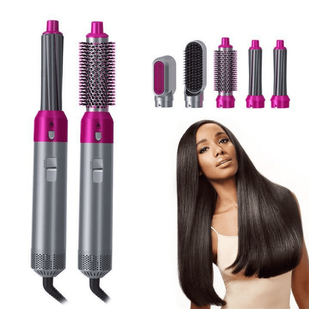 5-in-1 Air Styler – Hair Dryer Brush & Multi-Styler with Auto Curling Barrels, Smoothing & Volumizing Brushes, Heat Sensor - Nalani - Fashion Clothing and Decor