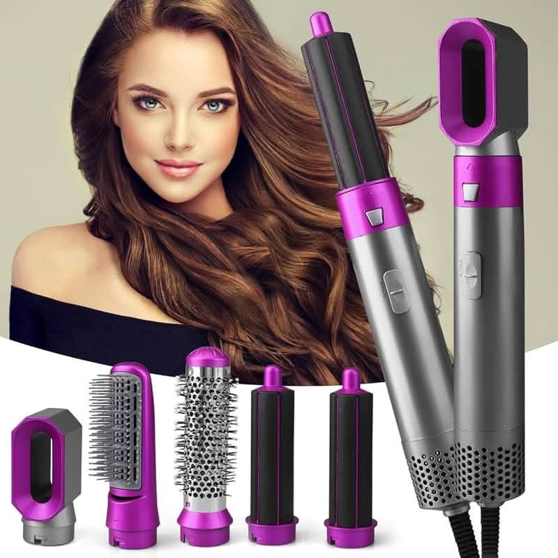 5-in-1 Air Styler – Hair Dryer Brush & Multi-Styler with Auto Curling Barrels, Smoothing & Volumizing Brushes, Heat Sensor - Nalani - Fashion Clothing and Decor