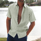 Aether - Linen Casual Mens Short Sleeve Shirt Relaxed Fit - Nalani - Fashion Clothing and Decor