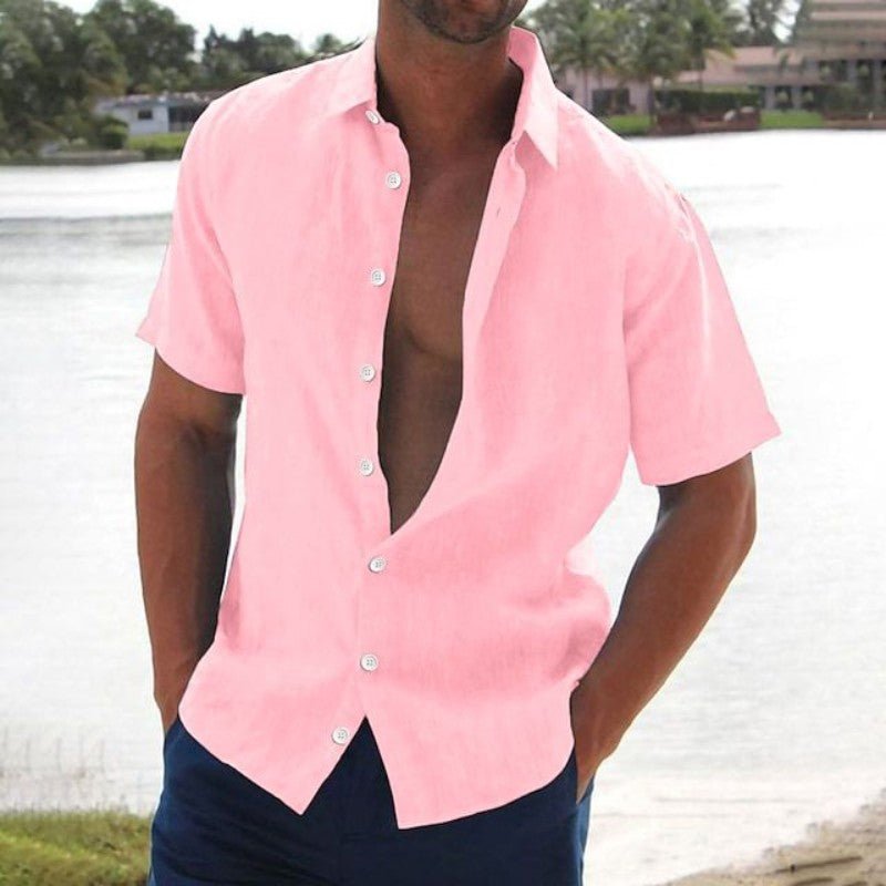 Aether - Linen Casual Mens Short Sleeve Shirt Relaxed Fit - Nalani - Fashion Clothing and Decor