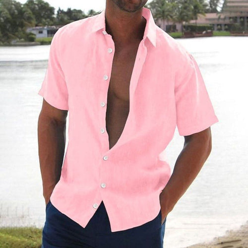 Aether - Linen Casual Mens Short Sleeve Shirt Relaxed Fit - Nalani - Fashion Clothing and Decor
