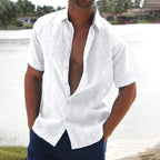 Aether - Linen Casual Mens Short Sleeve Shirt Relaxed Fit - Nalani - Fashion Clothing and Decor