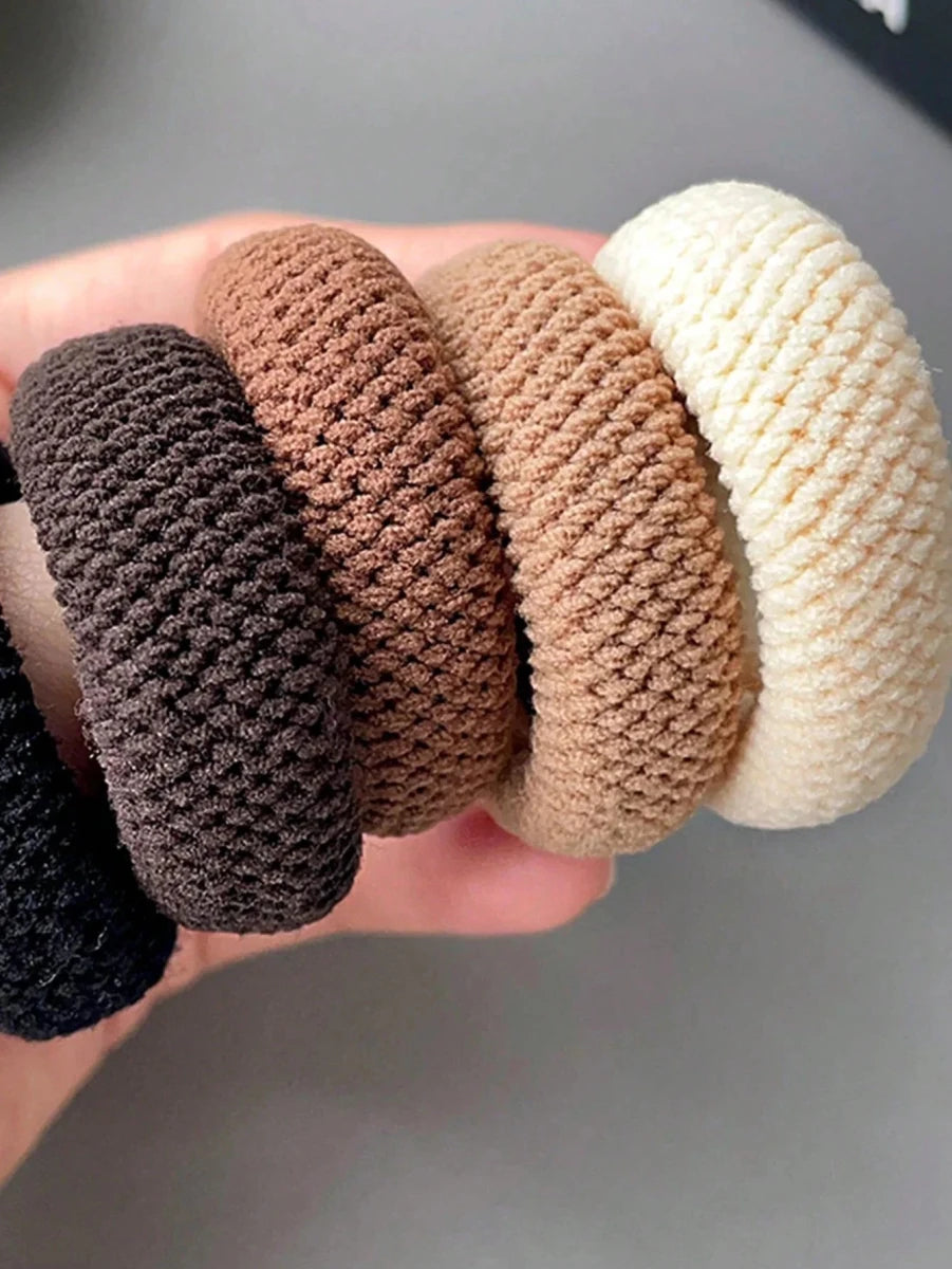 Amore | 5/10 Pack High Elasticity Thickened Hair Scrunchies - Damage-Free No-Crease Soft Cotton Ponytail Holders & Versatile Hair Ties (Mixed Colors) - Nalani - Fashion Clothing and Decor