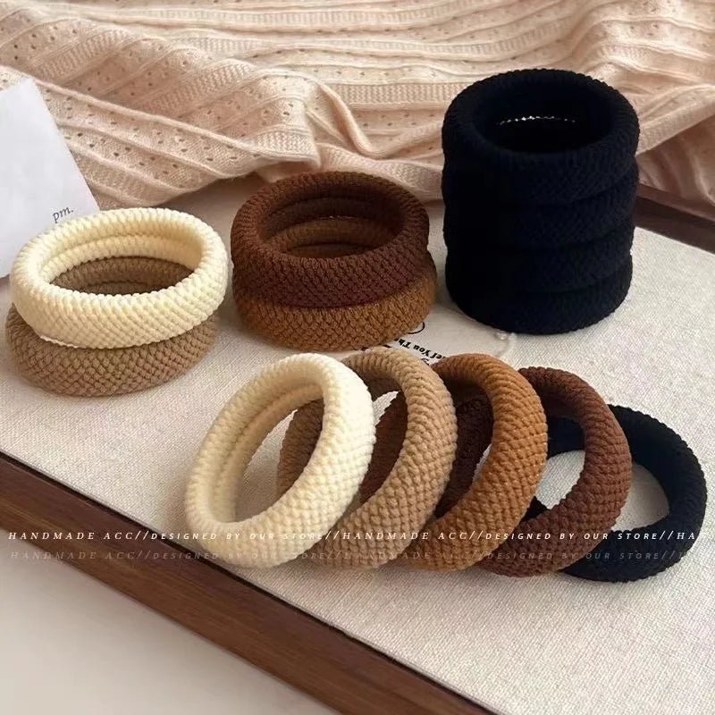 Amore | 5/10 Pack High Elasticity Thickened Hair Scrunchies - Damage-Free No-Crease Soft Cotton Ponytail Holders & Versatile Hair Ties (Mixed Colors) - Nalani - Fashion Clothing and Decor