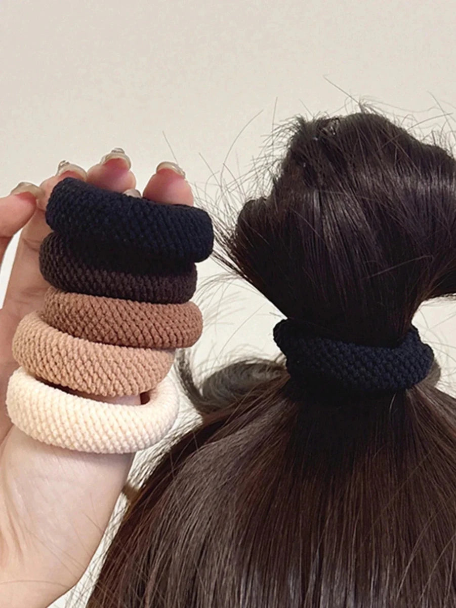 Amore | 5/10 Pack High Elasticity Thickened Hair Scrunchies - Damage-Free No-Crease Soft Cotton Ponytail Holders & Versatile Hair Ties (Mixed Colors) - Nalani - Fashion Clothing and Decor