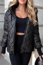 Amore | Women's Quilted Jacket with Hood and Zip – Polyester - Nalani - Fashion Clothing and Decor
