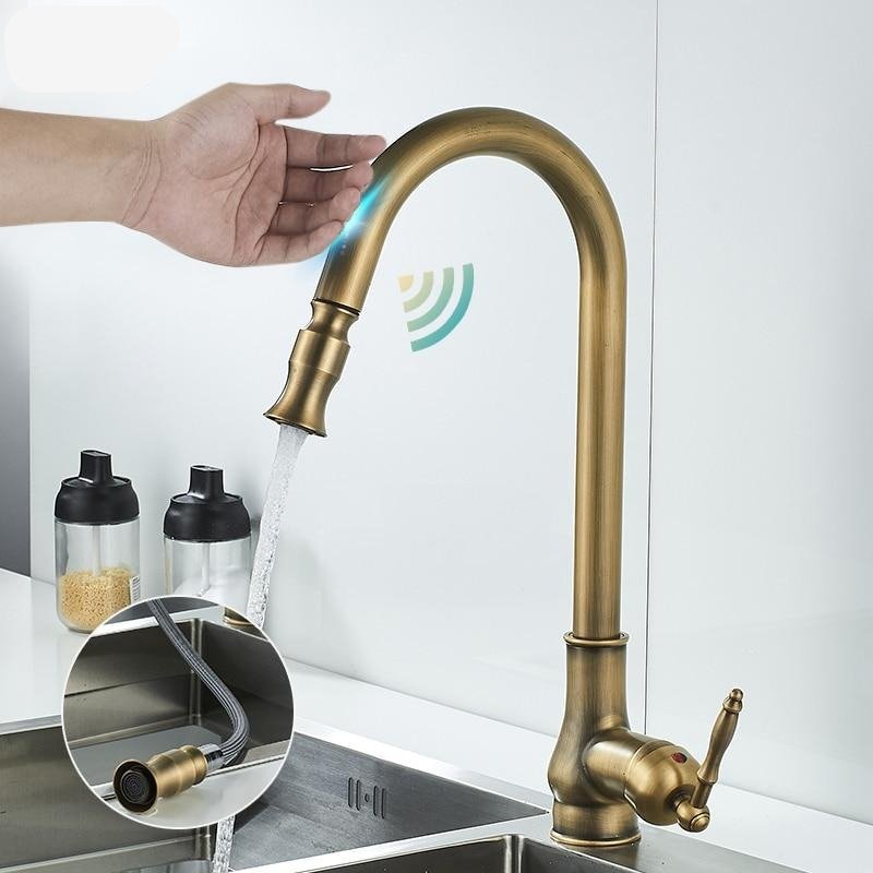 Antique Bronze Pull Out Kitchen Faucet With Touch Sensor - Nalani - UK Fashion Clothing and Decor
