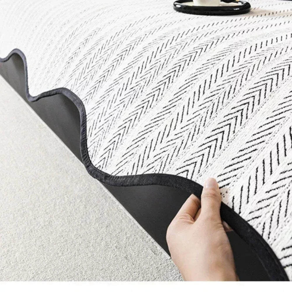 Aurivelle Herringbone Scallop Edge Sofa Cover For Modern Home Decor - Nalani - Fashion Clothing and Decor