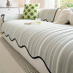 Aurivelle Herringbone Scallop Edge Sofa Cover For Modern Home Decor - Nalani - Fashion Clothing and Decor
