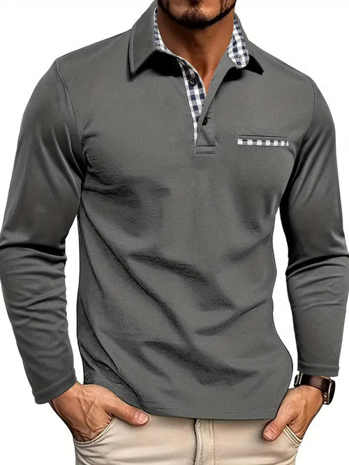 Aurora - Men's Long - Sleeved Polo Shirt Comfort Fit Classic Casual - Nalani - Fashion Clothing and Decor