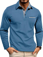 Aurora - Men's Long - Sleeved Polo Shirt Comfort Fit Classic Casual - Nalani - Fashion Clothing and Decor