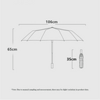 Automatic Folding Umbrella with Wooden Handle – Windproof Large Canopy Rain Umbrella, Black, Navy or Red - Nalani - Fashion Clothing and Decor