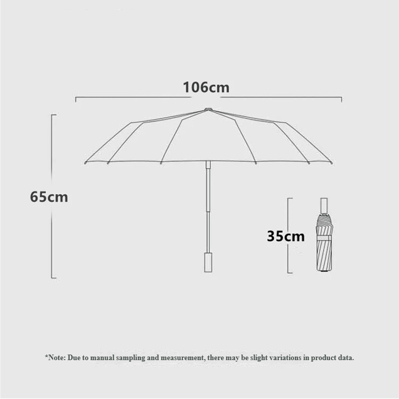 Automatic Folding Umbrella with Wooden Handle – Windproof Large Canopy Rain Umbrella, Black, Navy or Red - Nalani - Fashion Clothing and Decor