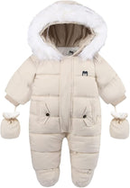Baby Snowsuit with Hood – Warm Winter Jumpsuit with Soft Lining & Zipper, 4 Colors, 0-24 Months – Figueral - Nalani - Fashion Clothing and Decor