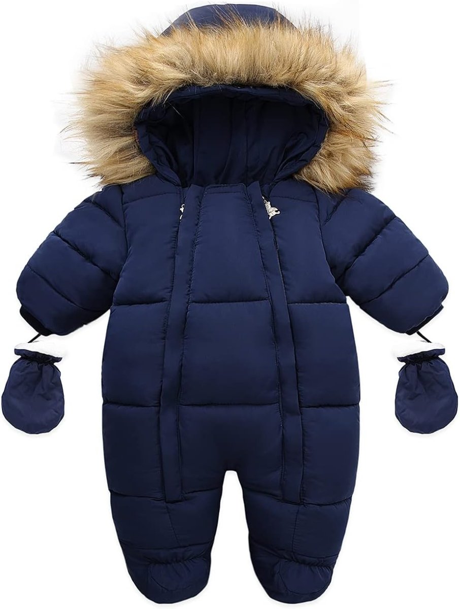 Baby Snowsuit with Hood – Warm Winter Jumpsuit with Soft Lining & Zipper, 4 Colors, 0-24 Months – Figueral - Nalani - Fashion Clothing and Decor
