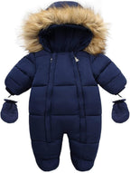 Baby Snowsuit with Hood – Warm Winter Jumpsuit with Soft Lining & Zipper, 4 Colors, 0-24 Months – Figueral - Nalani - Fashion Clothing and Decor